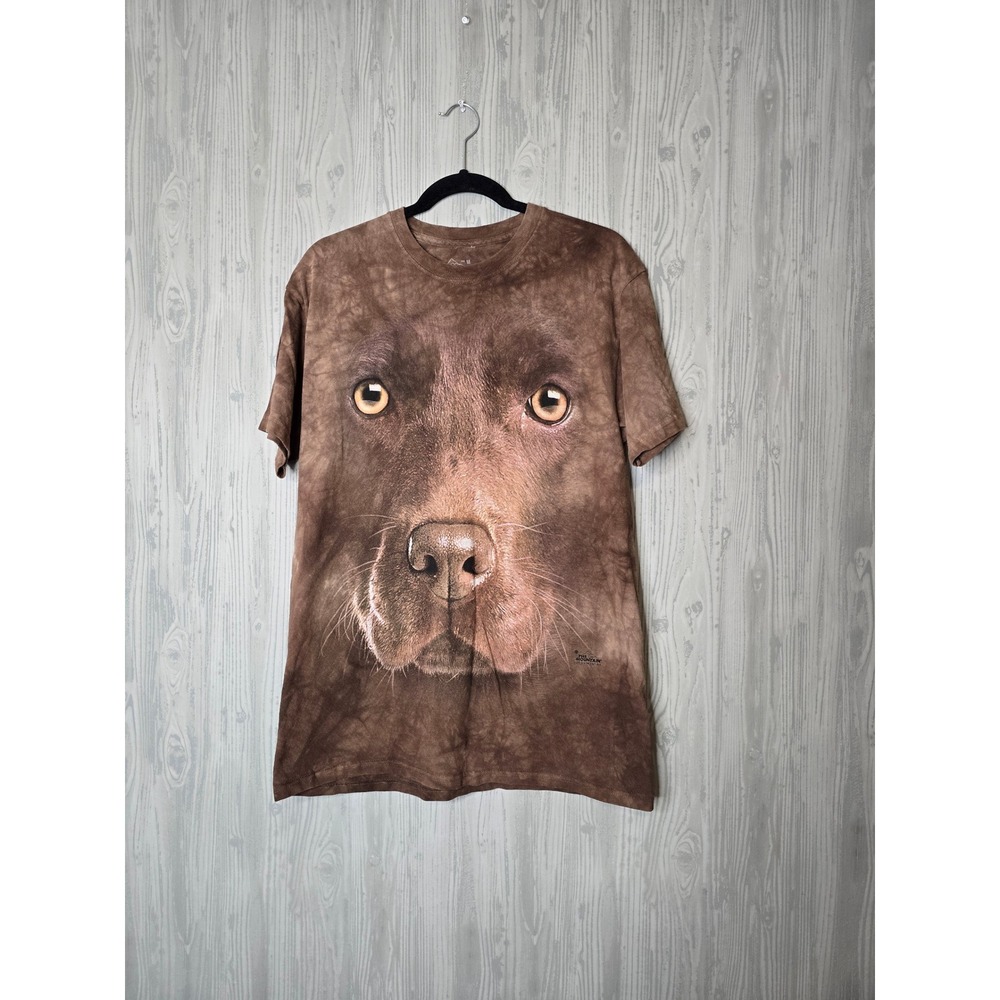 The Mountain Brown Chocolate Lab Dog Face Tie Dye T Shirt Size M
